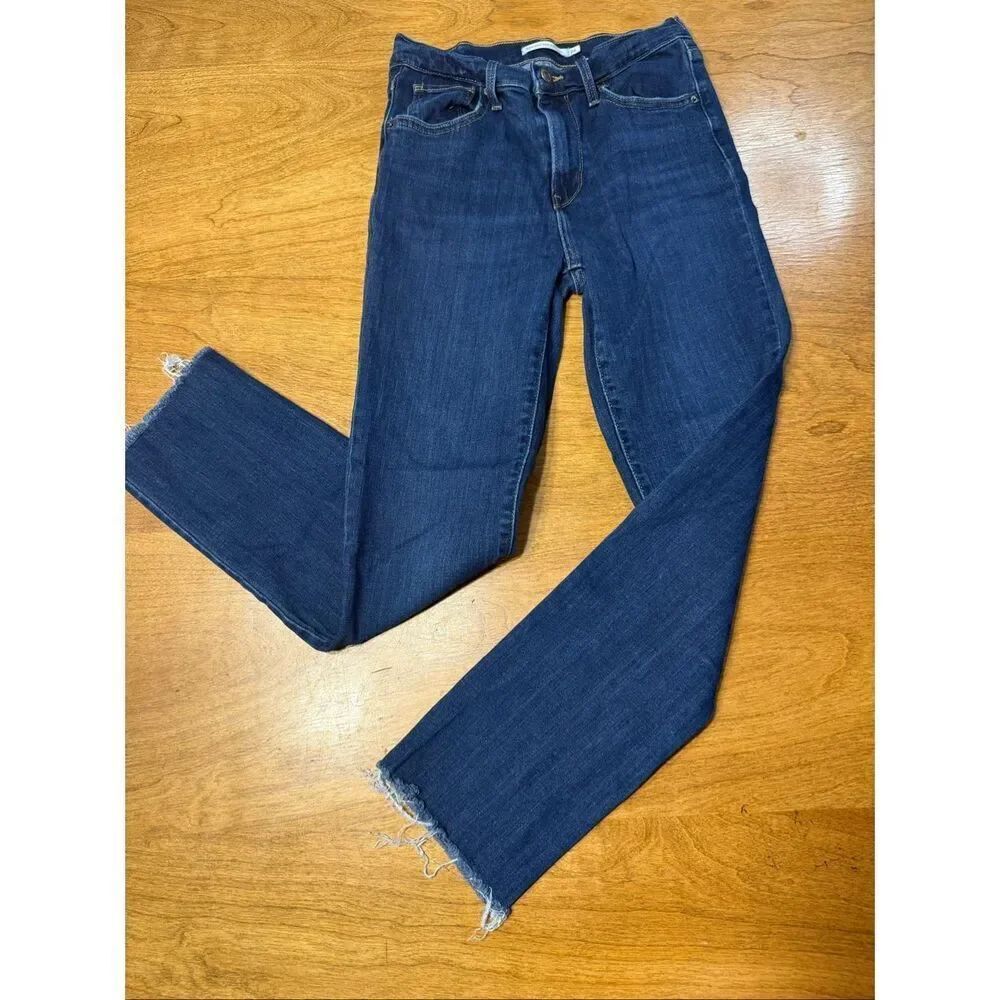 Levi's Women's 724 High Rise Straight Leg Cropped Denim Jeans Dark Wash Size 26